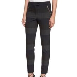 VERONICA BEARD Stellan Striped Skinny Ankle Trouser‎ Pant Zippers Navy Gray Sz 4